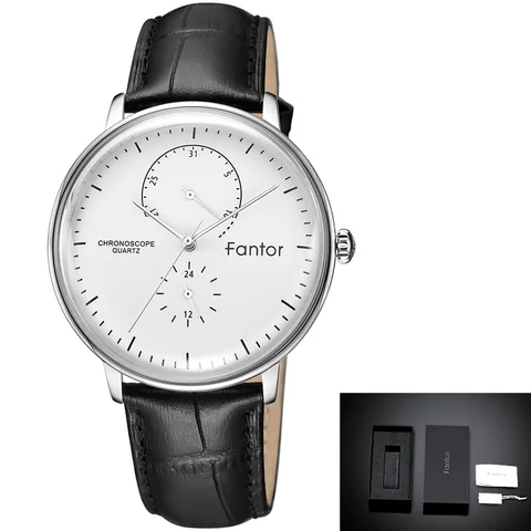 Fantor брендовые деловые мужские наручные роскошные мужские повседневные Классические кварцевые часы с хронографом и кожаным ремешком