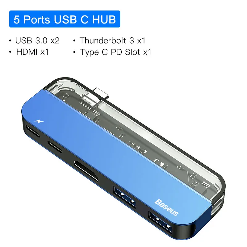 HDMI USB C HUB Baseus USB C концентратор для мульти HDMI USB 3,0 usb-хаб для MacBook адаптер Аксессуары Pro Thunderbolt 3 SD кард-ридер type-C usb-хаб - Цвет: HDMI USB C HUB
