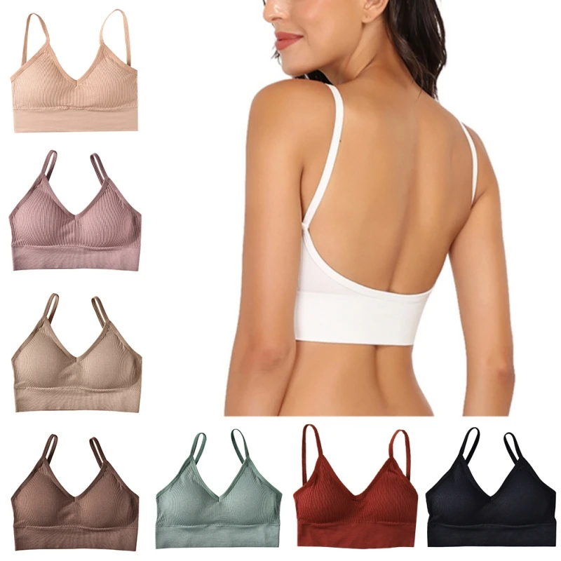 

Sexy Tank Crop Top Push Up Sports Bra Women Seamless Underwear Sexy Lingerie Low Back Bralette Camis