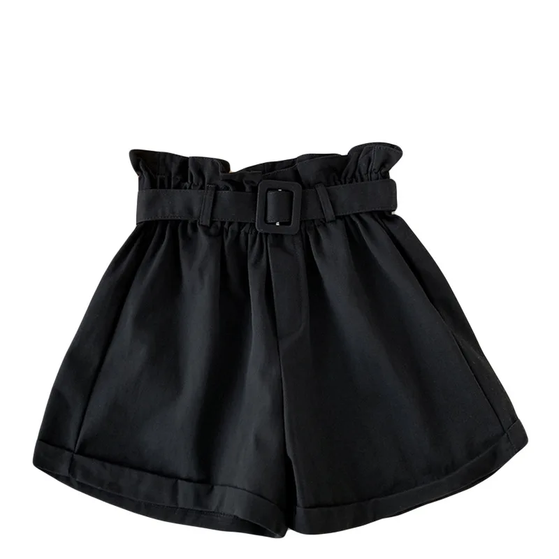 

Shorts Women High Waist 2021 Summer Sashes Ruffles Elastic Waist Mini Shorts Casual Girls Biker One Size Solid Loose Short Pants