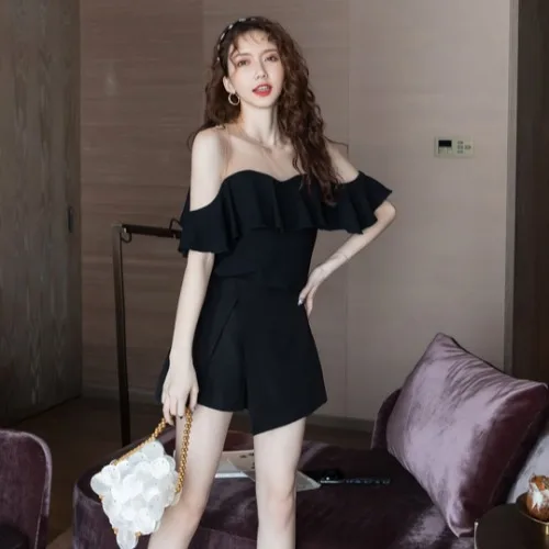 

TVVOVVIN Women's Elegant Skirt Set 2021 Summer New Korean Perspective Mesh Stitching Ruffles Top High Waist Mini Skirt 4W72