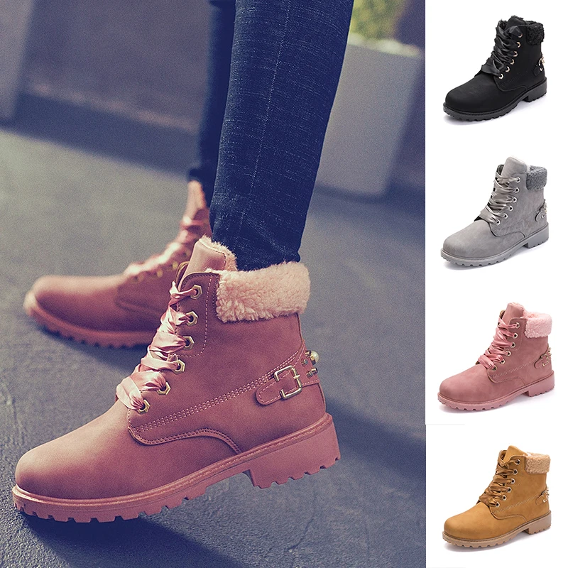 Осенне-зимние женские Ботинки Martin на толстой шнуровке крутые Женские однотонные