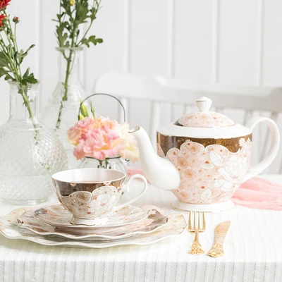 Костяного фарфора кофейная чашка и блюдце Idyllic ретро из европейской керамики для