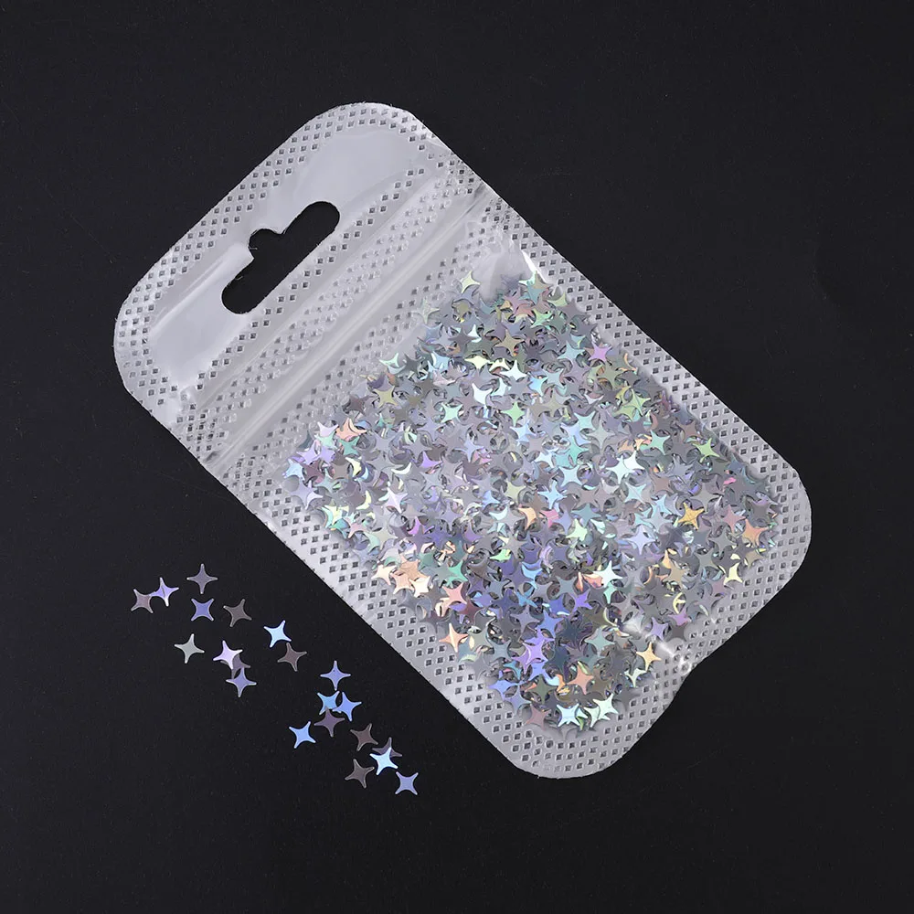 

Nail Art Decoration Colourful Glitter Sequins Holographicss Star Flake Paillette Nail Design 3D Ongles Manicure for Nail 8 Pcs