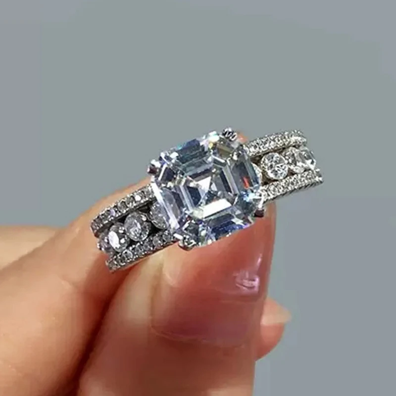 

UILZ Minimalist Style Finger Rings Modest Design with Cute White Cubic Zircon Stone Proposal Engagement Rings for Girl Women