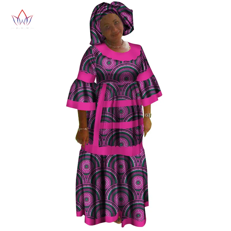 

2020 new african women bazin dress Dashiki african print dresses for women cotton women o-neck clothing 6xl 5xl natural WY3098