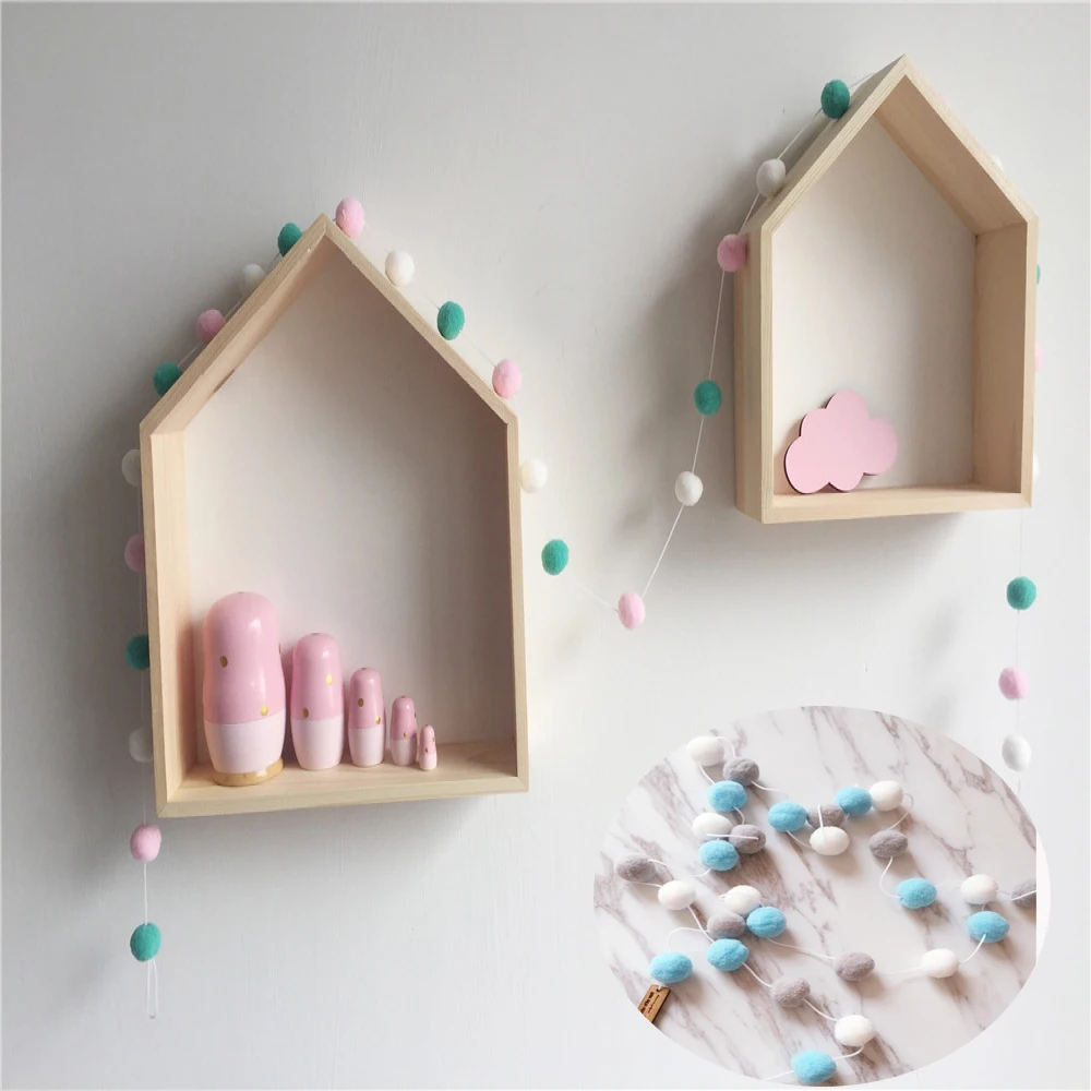 

30PC/set Hanging Ball Balls 2M Wool Felt Ball Kids Baby Decor Home Girl Room Wall Decor Ornament Fur Ball Garland Party Nordic