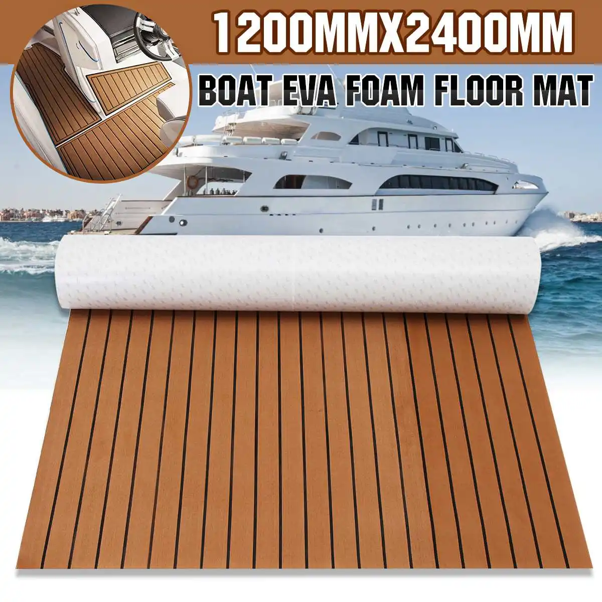 3Color Self-Adhesive EVA Foam Marine Flooring Faux Teak Decking Sheet Marine Striped Yacht Mat Vehicle Pad Deck Mat For Boat