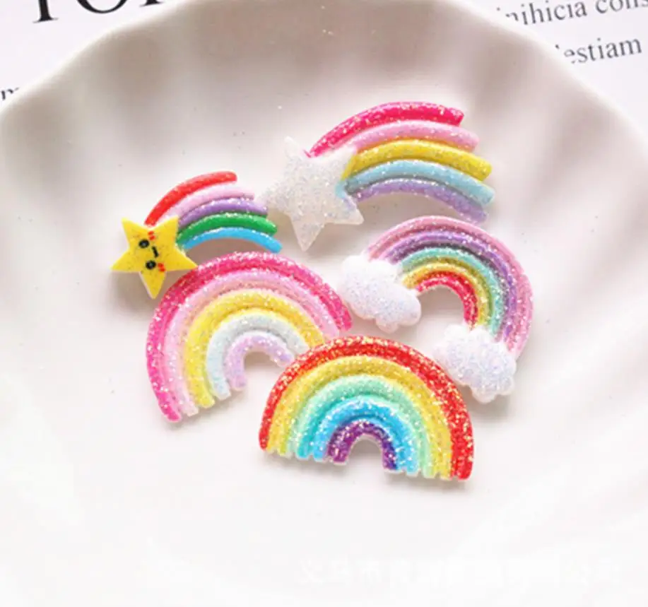 Kawaii Радуга с плоской задней стороной/звезда блестящая красочная фотография