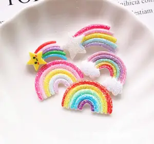 Kawaii, Радуга с плоской задней сторонойзвезда, блестящая красочная фотография, поставка, украшение, очаровательное ремесло, оптовая продажа