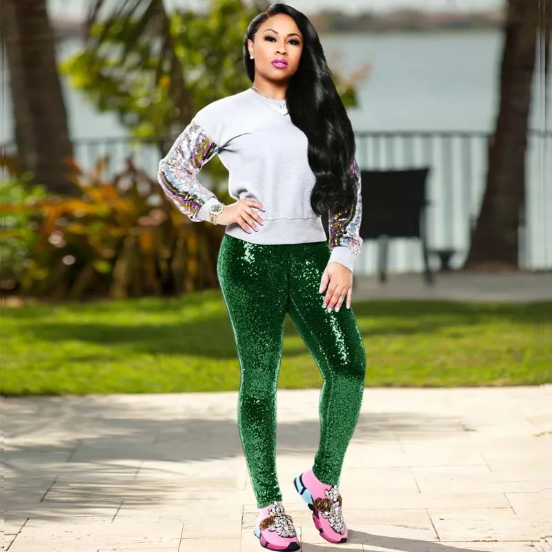 Брюки-карандаш женские с блестками однотонные | Брюки и капри