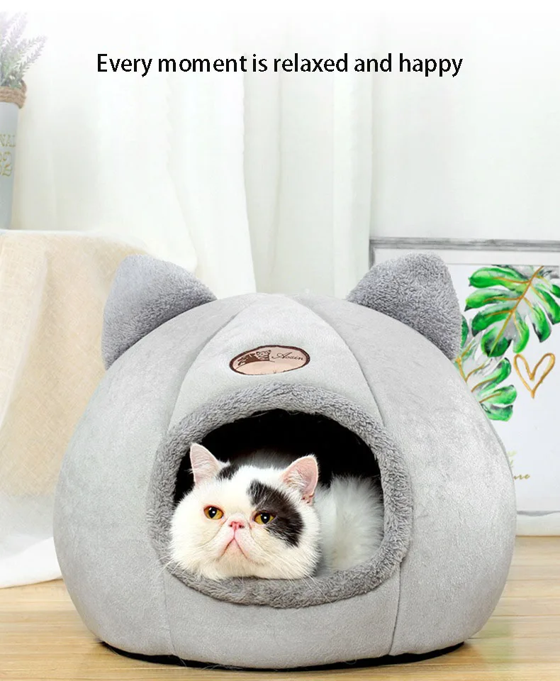 

Meow head cat nest four seasons general cat mat sleeping cat house villa closed cat supplies bed pet dog nest