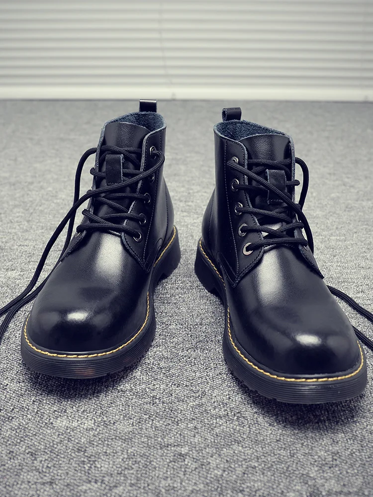 Men's Mid-Calf Boots New Couple Unisex Short leather Basic Light Waterproof Shoes Fashion Ankle Big Size 38-44 | Обувь