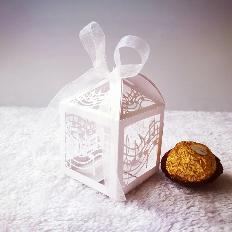 100pcs Laser Cut Musical Notes Candy Boxes Sweets Favor Gift Box With Ribbon For Teachers' Day Birthday Easter Party Decoration | Дом и