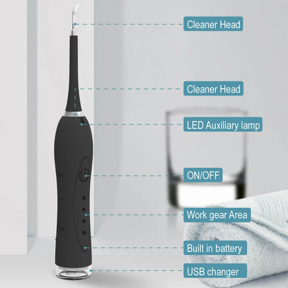 

Electric Ultrasonic Sonic 4 Grades Adjustable 2 IN 1 Remove Dental Stones Cleaning Instrument Washing Whitening Teeth Oral Care