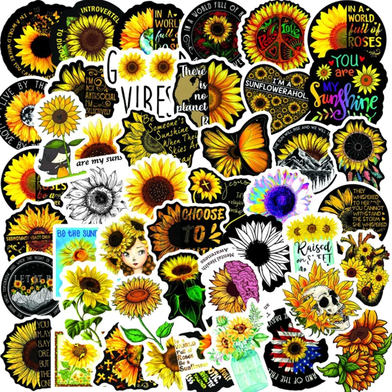 

10/30/50 PCS Sunflower Motorcycle Bike Skateboard Guitar Waterproof Trolley Case Graffiti Sticker Toy Wholesale