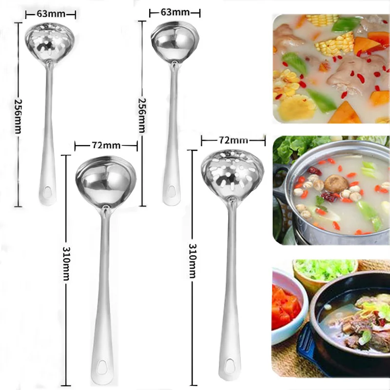 

1Pc Creative 304 stainless steel soup spoon colander long handle Thicken spoons Colanders