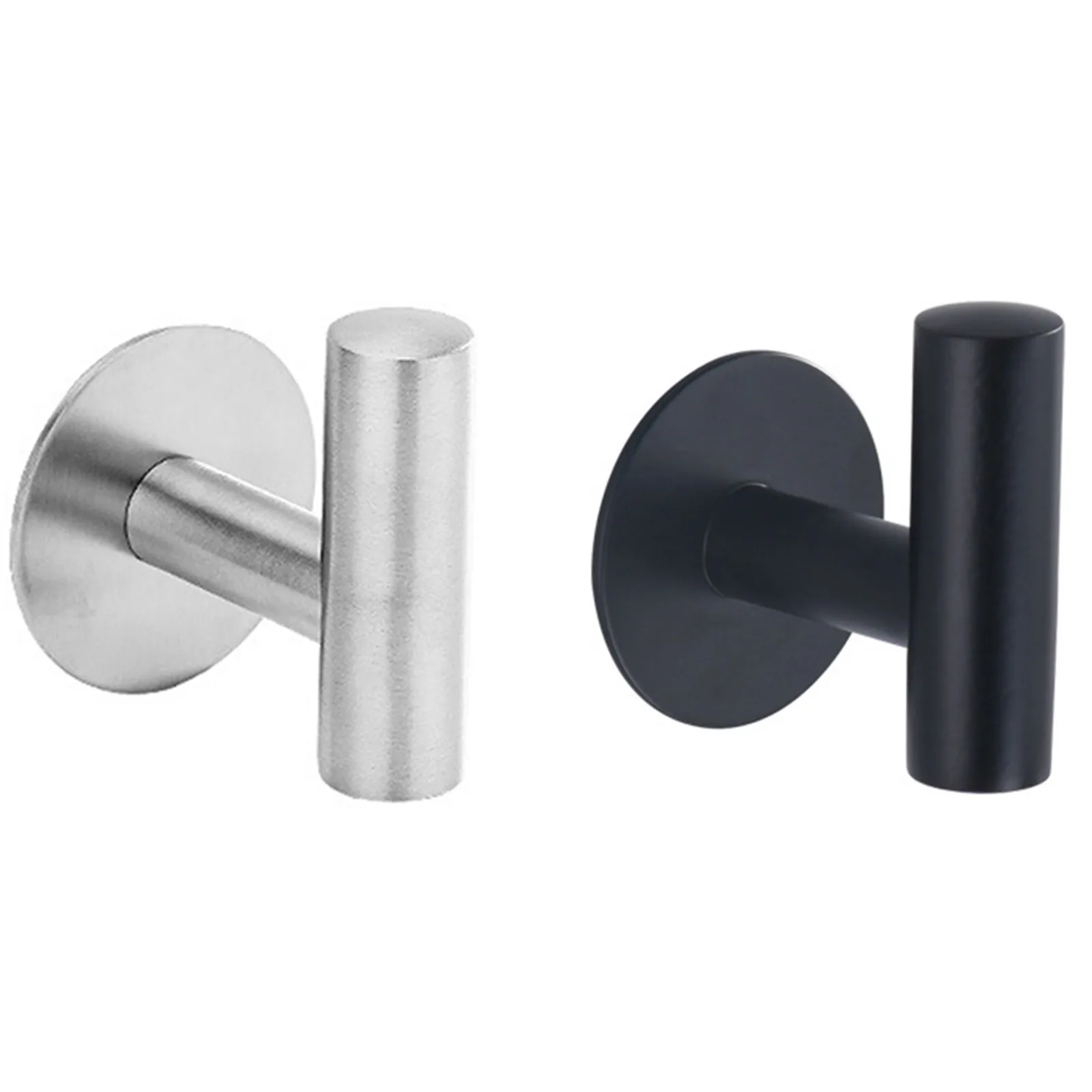 

Wall Hook Stainless Steel Clothes Hanging Hooks Matte Black 3m Adhesive Key Towel Holder For Bathroom Kitchen Punch-free Hook