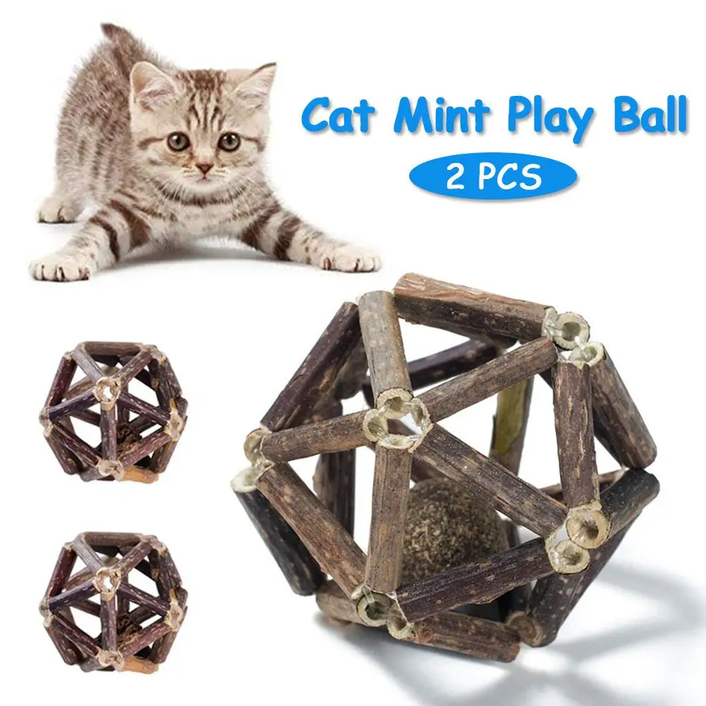 Новинка 2019 2 шт мячи для кошек ручной работы тканые деревянные игрушки в виде