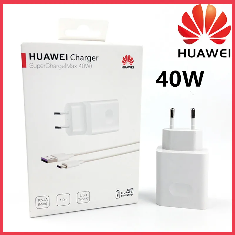 

Huawei P40 Pro Fast Charger Original 40W 10V/4A EU SuperCharge Adapter 5A USB Type C Cable For Mate 20 10 pro Honor Magic 2