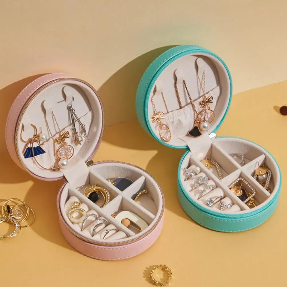 

70% Прямая поставка! Шкатулка для ювелирных изделий Водонепроницаемая портативная легкая Изысканная круглая шкатулка для хранения ювелирны...