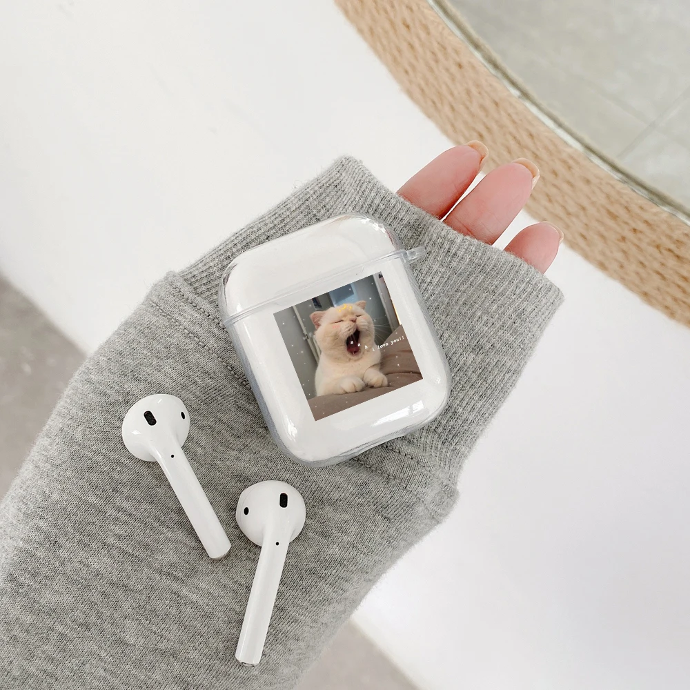 

Silicone MEME case for Apple Airpods 1 2 Case Transparent Soft Cover for Air Pod pro Dog Cat Case protective Airpods Cover Funda