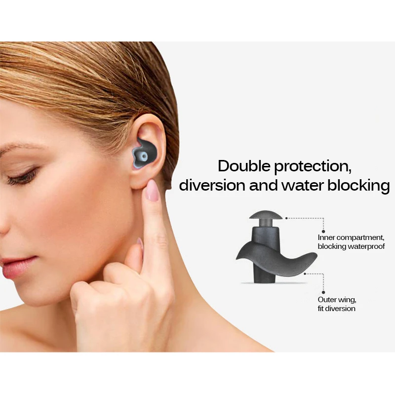 

1 Pair Silicone Swimming Earplugs Waterproof Soft Ear Plugs Anti-Noise Dust-Proof Diving Water Sports Swimming Accessories
