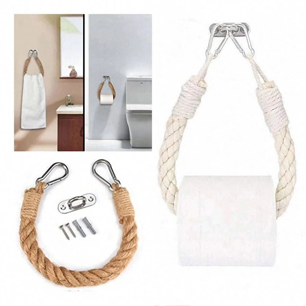 

3 вида стилей ретро пеньковая веревка Туалет Бумага держатель ручной работы, рулоннпя подвесная стойка для веревок, дома, отеля, Ванная комн...