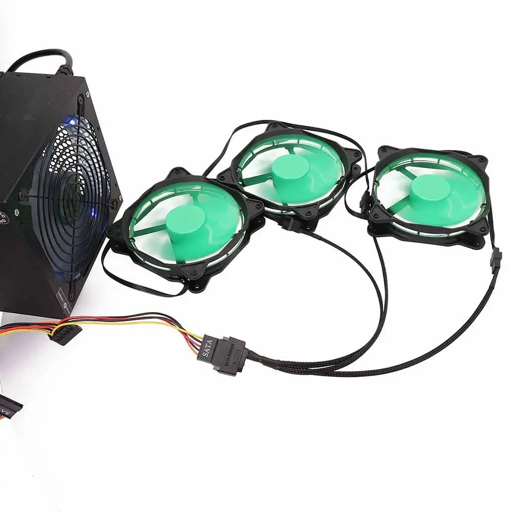 

SATA 15Pin To Two Way 3/4Pin Cooling Fan Power Adapter Extension Cable Cord Fans 3 Pin 4 Pin Cable