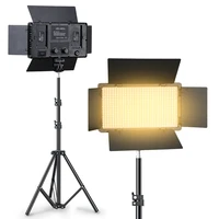 led video light bi color dimmable led panel with stand for photography studio taking photo video youtube filming live streaming
