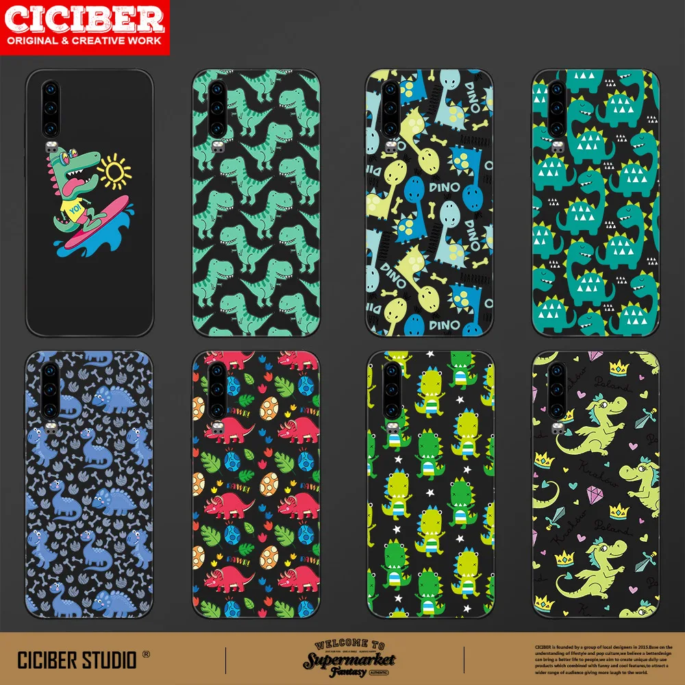 

Cute Dinosaur Case for Huawei P30 P40 P20 Pro Lite Honor 30 20 10 9X 9A View40 View30 Pro Lite P Smart 2020 2019 Phone Cases
