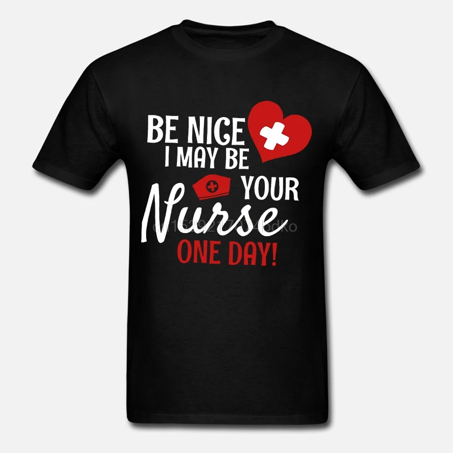 Новая мужская черная футболка с надписью BE NICE I maye YOUR NURSE американский размер EN1 |