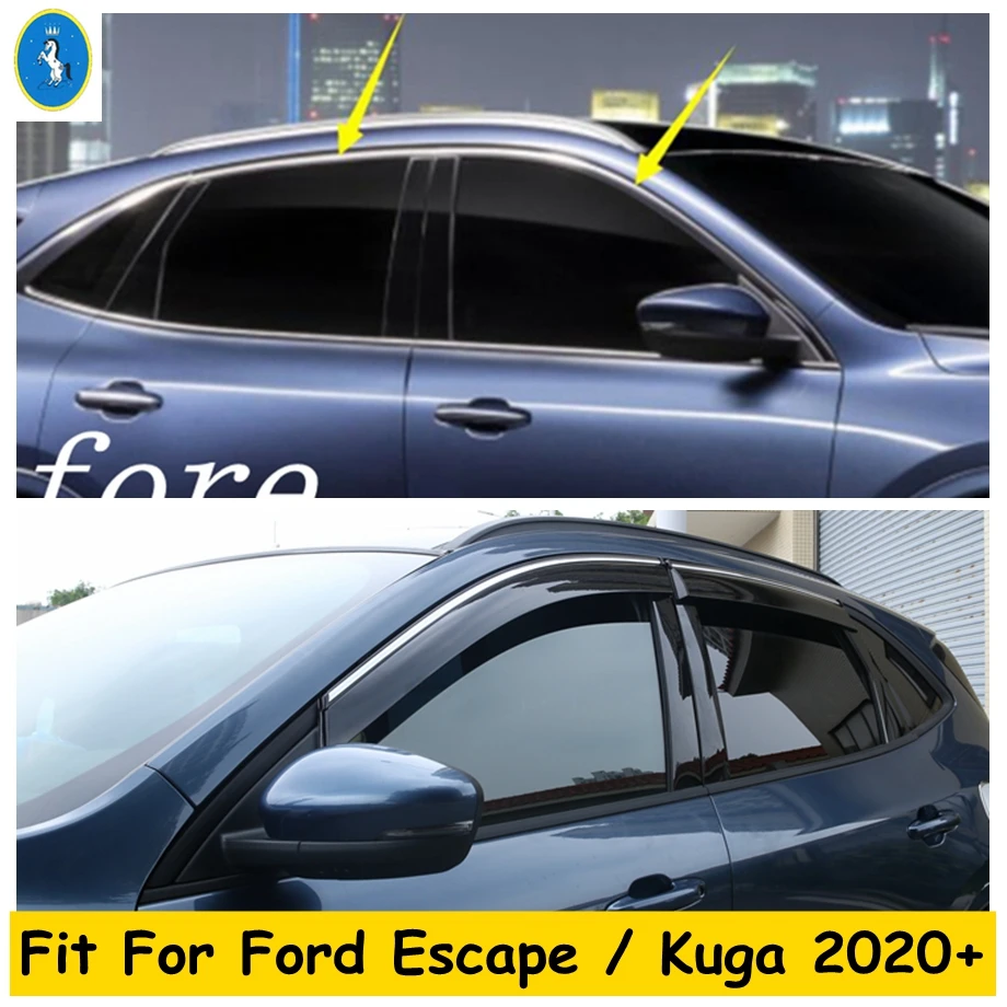 

Side Window Vent Visor Sun Rain Deflector Guard Awning Shelter Adhesive For Ford Escape / Kuga 2020 2021 Car Window Accessories