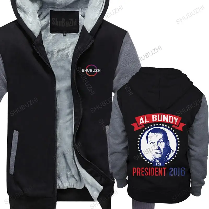 

men's winter hoody vintage zipper jacket hooded Al Bundy warm hoodie Al Bundy For President Mens Funny sweatshirt New black