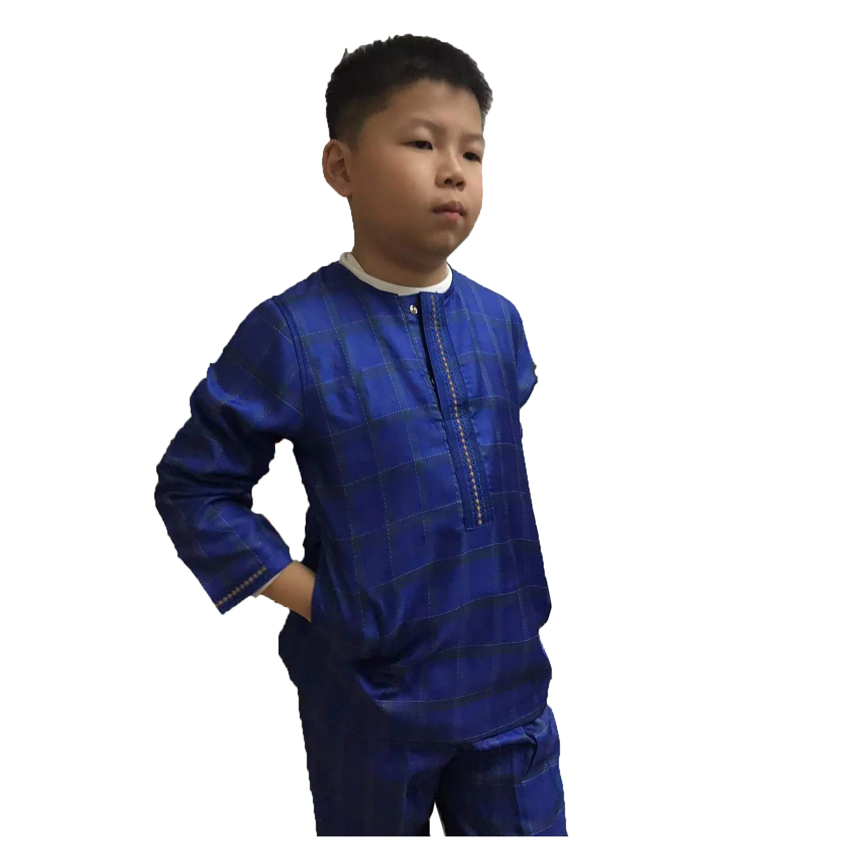 

Classic Design New Style African Muslim Children's Clothes Ramadan Dashiki Embroidery Patterns Top And Trousers Set For Boy