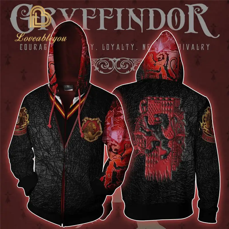 Wizardry Gryffindor Slytherin Ravenclaw косплей костюм для мужчин и женщин толстовки пуловер Trackusits Повседневная куртка на молнии