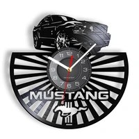 wild horse speed car logo vinyl record wall clock auto garage decor sport car wall watch silent non ticking clock driver gift