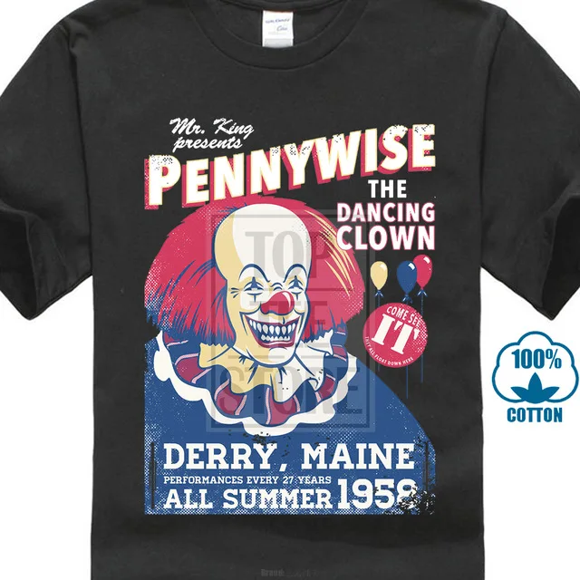 Pennywise футболка с клоуном для танцев Стивен Кинг ИТ баллон 2017 футболки круглым
