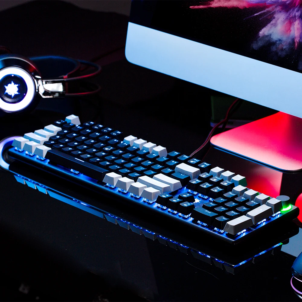 hexgears gk736 kailh mx blue switches mechanical keyboard 104 keys wired macro gaming keyboard for windows pc free global shipping