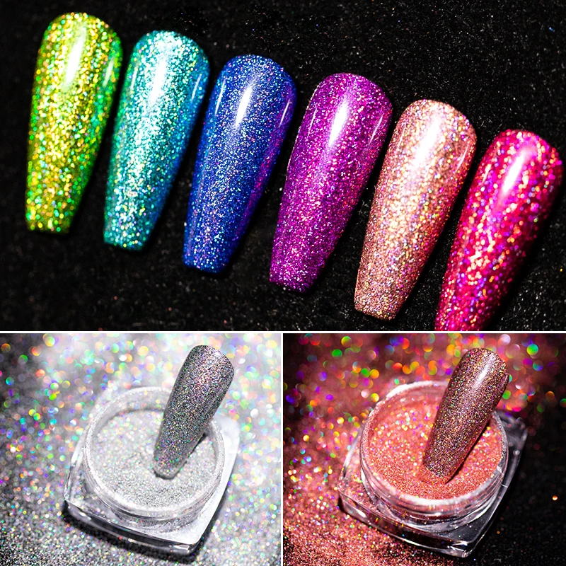 1 коробка голографическая пудра для ногтей Лазерная Серебряная - Цена: 50.76