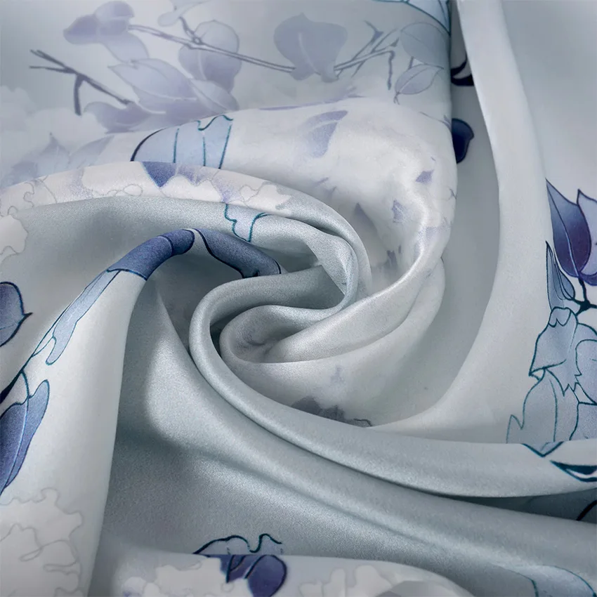 [BYSIFA] серый белый водный пион женский шелковый шарф 2018 новый дизайн 100% чистый шелк