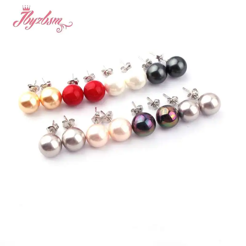 Женские серьги-гвоздики с жемчугом 10 мм | Украшения и аксессуары