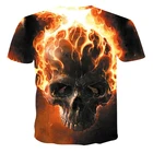 Мужская летняя футболка с 3D принтом черепа пламени и ужаса, короткий рукав, 130-6xl, новинка 2021