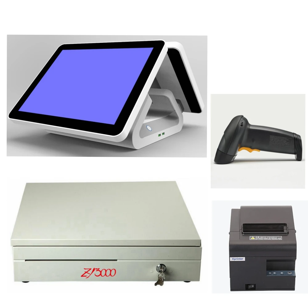 Cheap Touch Screen Pos System Dual Screen Cash Register Terminal Machine All In One