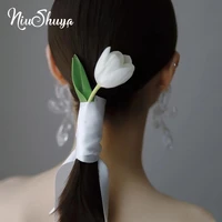 niushuya fashion handmade cloth flower hair band tulip hair accessories bride seaside style headpiece hairwear