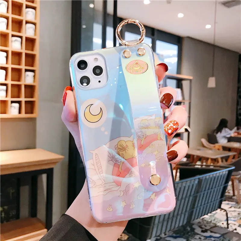 Милая девушка Сейлор Мун наручный ремешок ручной чехол для iPhone11 Pro Max 6 7 8Plus X XS XR Etui