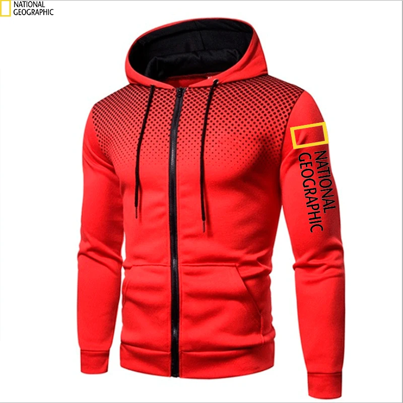 

National Geographic Logo Fashion Zipper Jacke Hoodie 2021 Spring Autumn New Men’S Letter Print Casual Track Field Sportswear Top