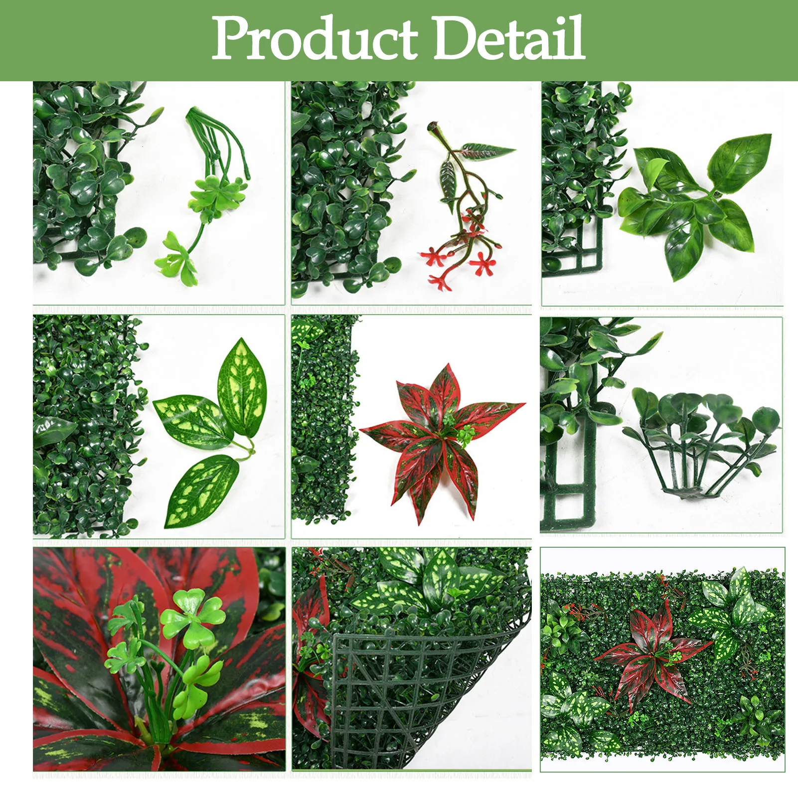 

16*24in Artificial Green Leaf Panels Plant Plastic Home Garden TV Background Decoration Privacy Hedge Screen Interior Decor 2021