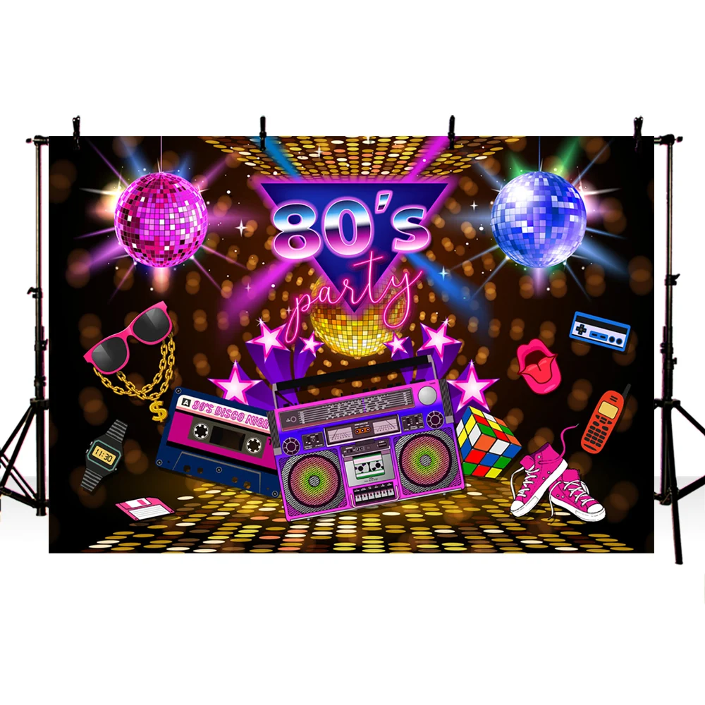 Праздничный фон в стиле 80-х годов для фотосъемки студийный Фотофон ретро с