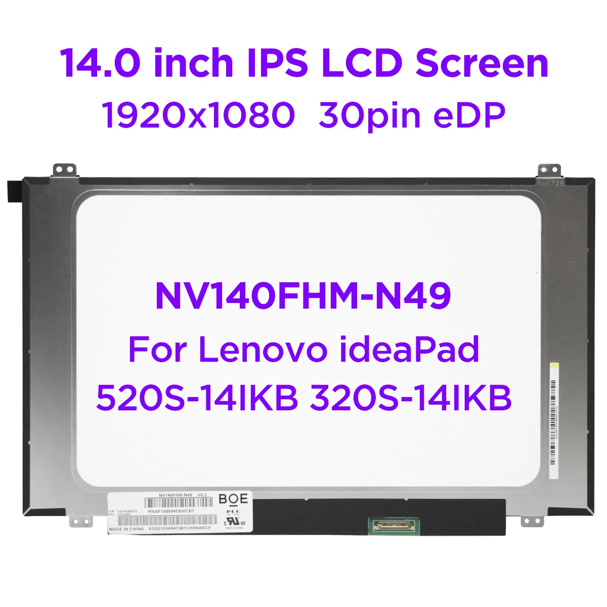Tela Lcd para Notebook 14.0 Ips Modelo V8.0 e Vp2 Compatível com Lenovo Thinkpad E480 E485 Etúnica 1920×1080 30pin Edp Tela de LCD do laptop